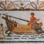 Albero adagiato a poppa su una ι in una piccola imbarcazione romana (da Wilson 2011, p. 49).